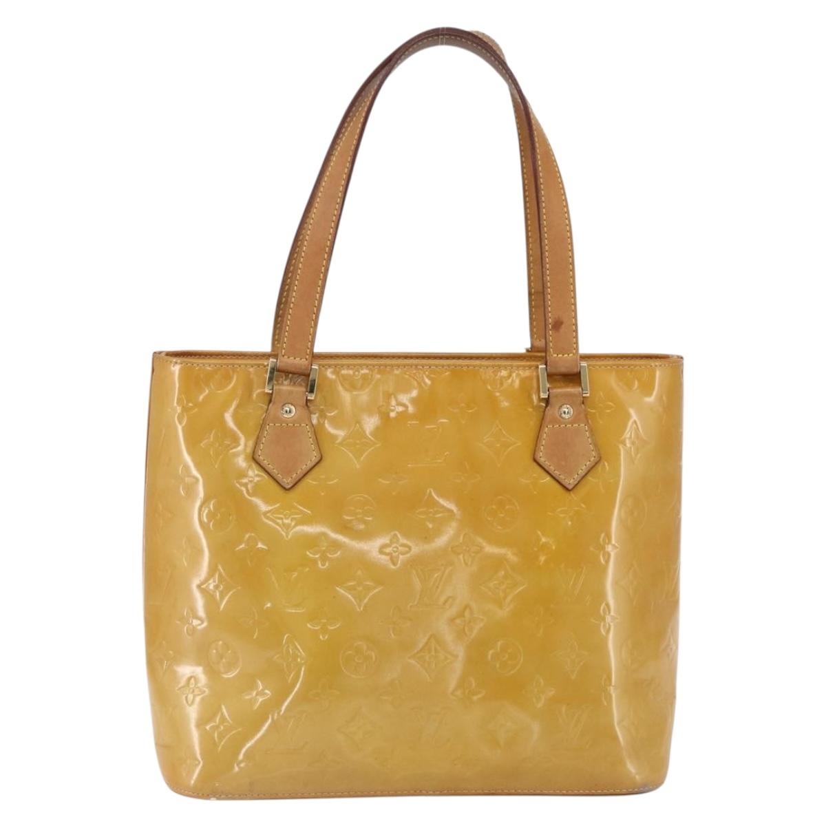 LOUIS VUITTON Monogram Vernis Houston Hand Bag Beige M91004 LV Auth ep13196