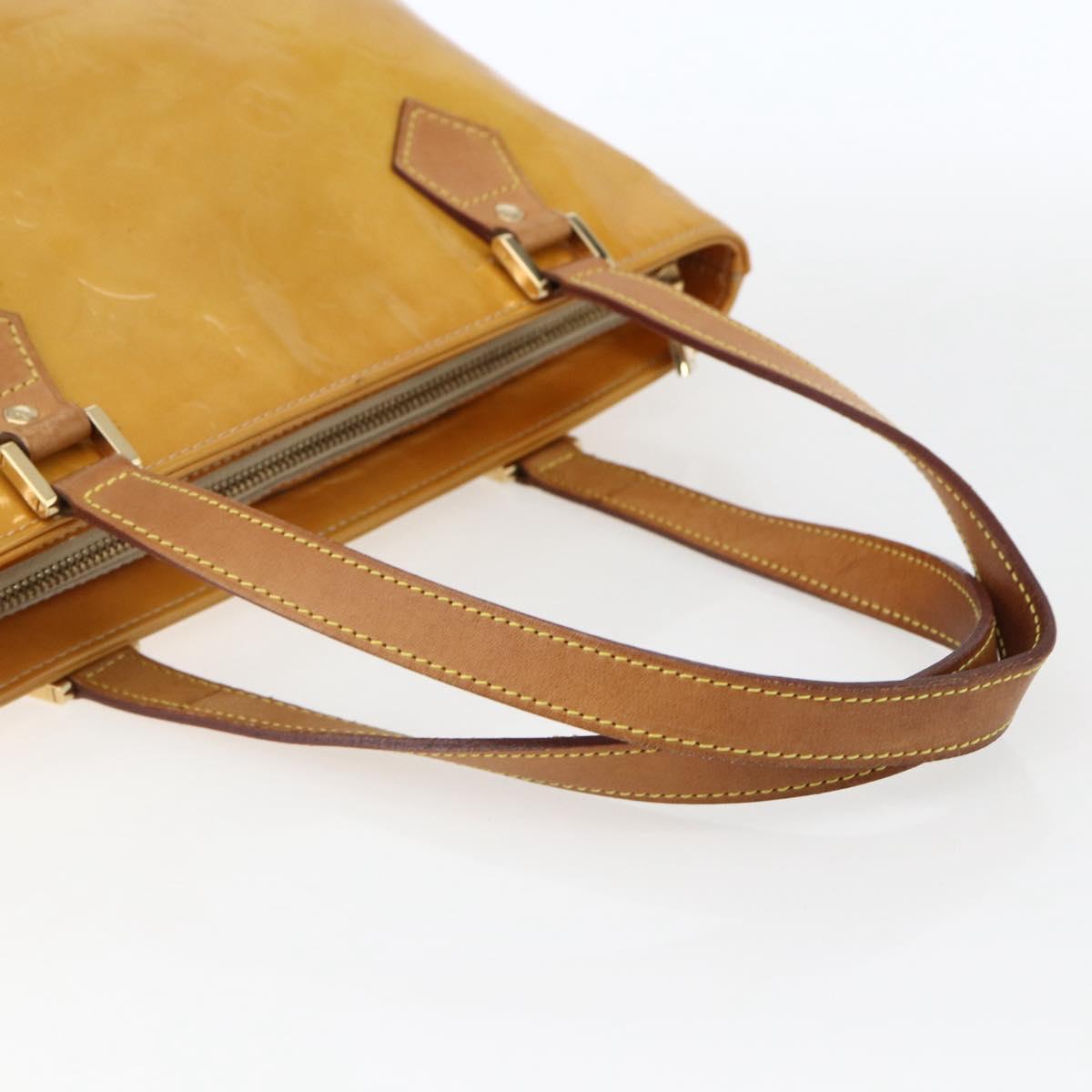 LOUIS VUITTON Monogram Vernis Houston Hand Bag Beige M91004 LV Auth ep13196