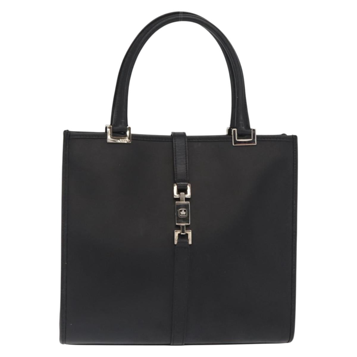 GUCCI Jackie Hand Bag Leather Black Silver 002 1065 Auth ep13198