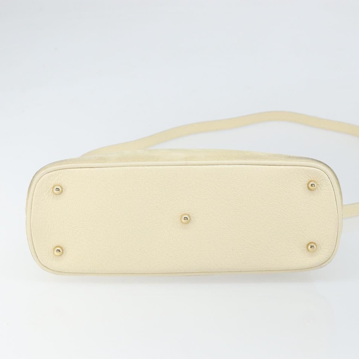 GUCCI Bamboo Hand Bag Suede 2way Beige Gold 000 2865 0290 Auth ep13200