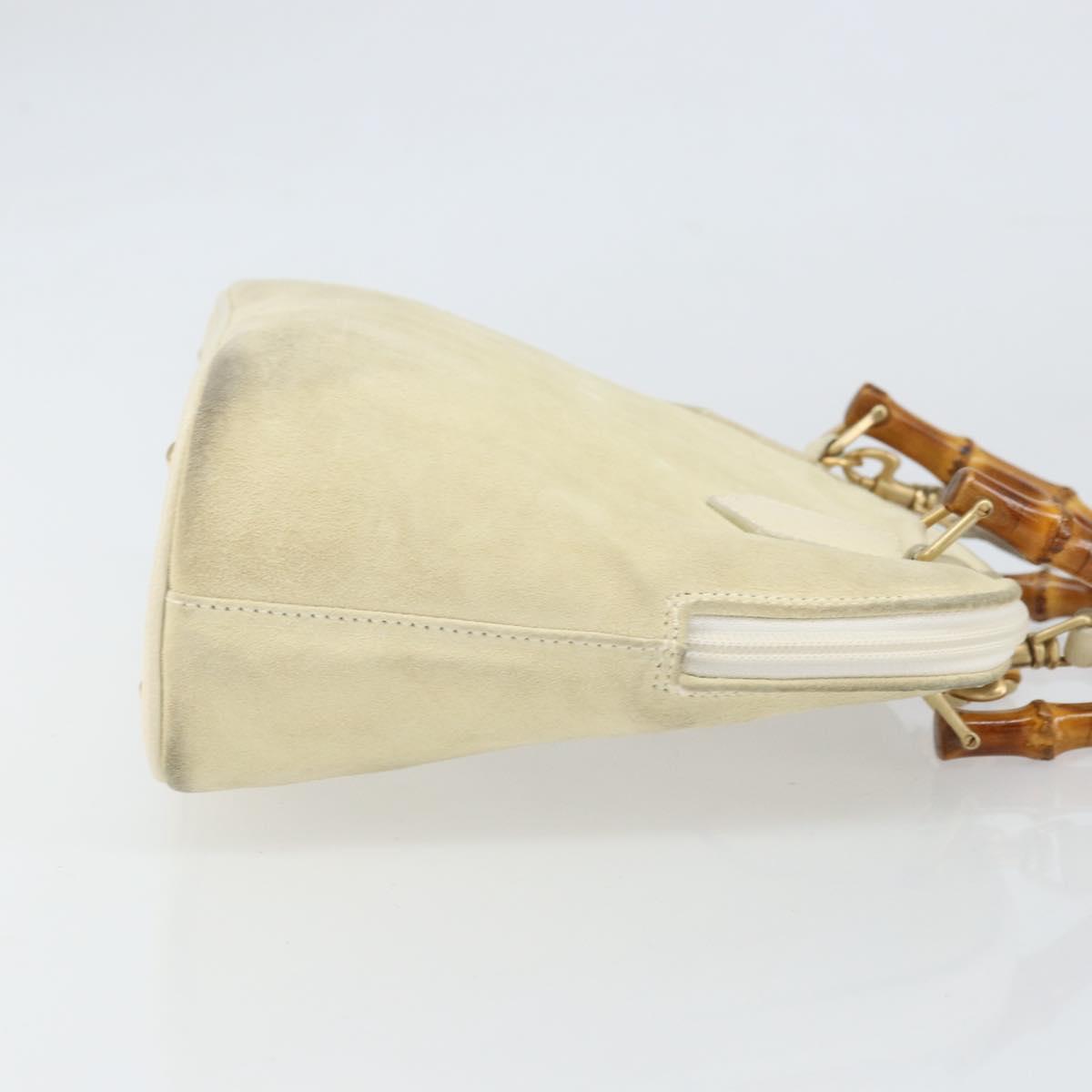 GUCCI Bamboo Hand Bag Suede 2way Beige Gold 000 2865 0290 Auth ep13200