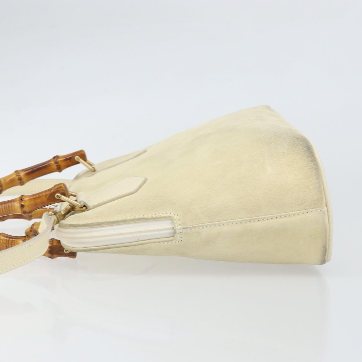 GUCCI Bamboo Hand Bag Suede 2way Beige Gold 000 2865 0290 Auth ep13200