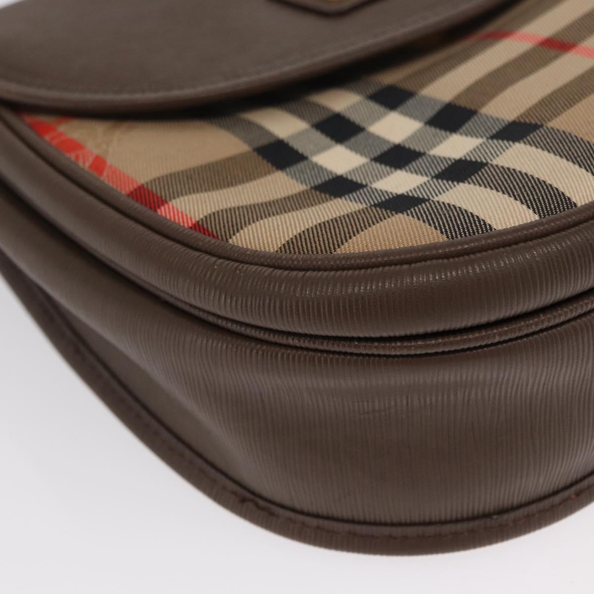 Burberrys Nova Check Shoulder Bag Canvas Beige Gold Auth ep13205
