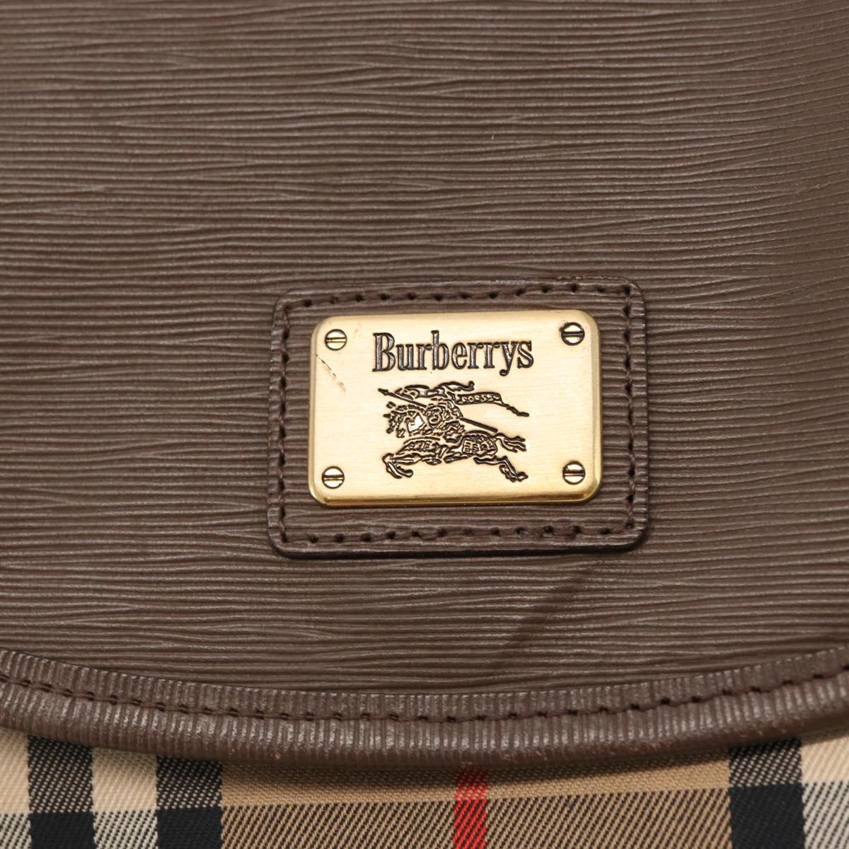 Burberrys Nova Check Shoulder Bag Canvas Beige Gold Auth ep13205