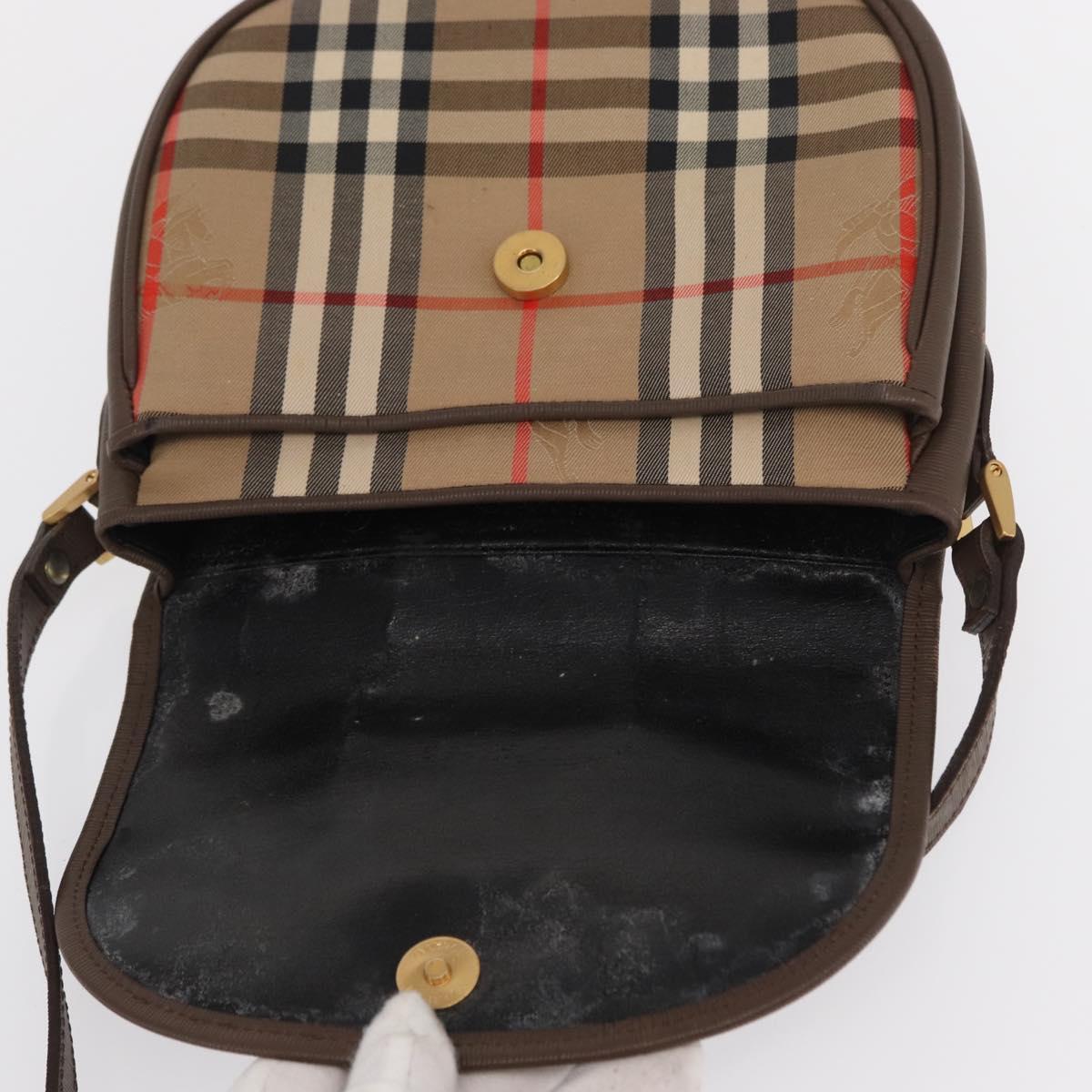 Burberrys Nova Check Shoulder Bag Canvas Beige Gold Auth ep13205
