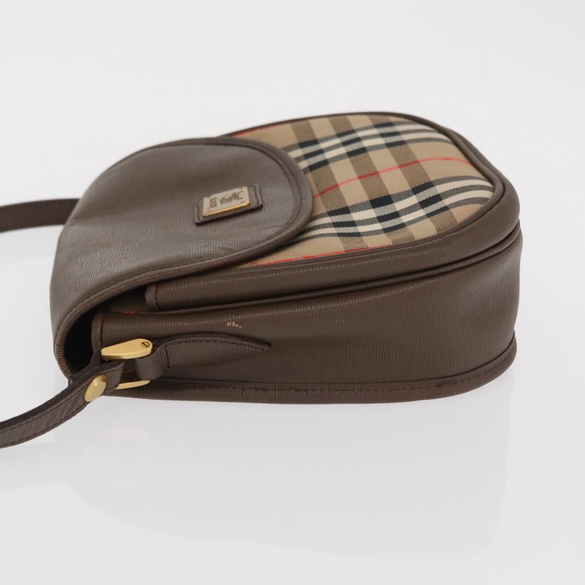 Burberrys Nova Check Shoulder Bag Canvas Beige Gold Auth ep13205