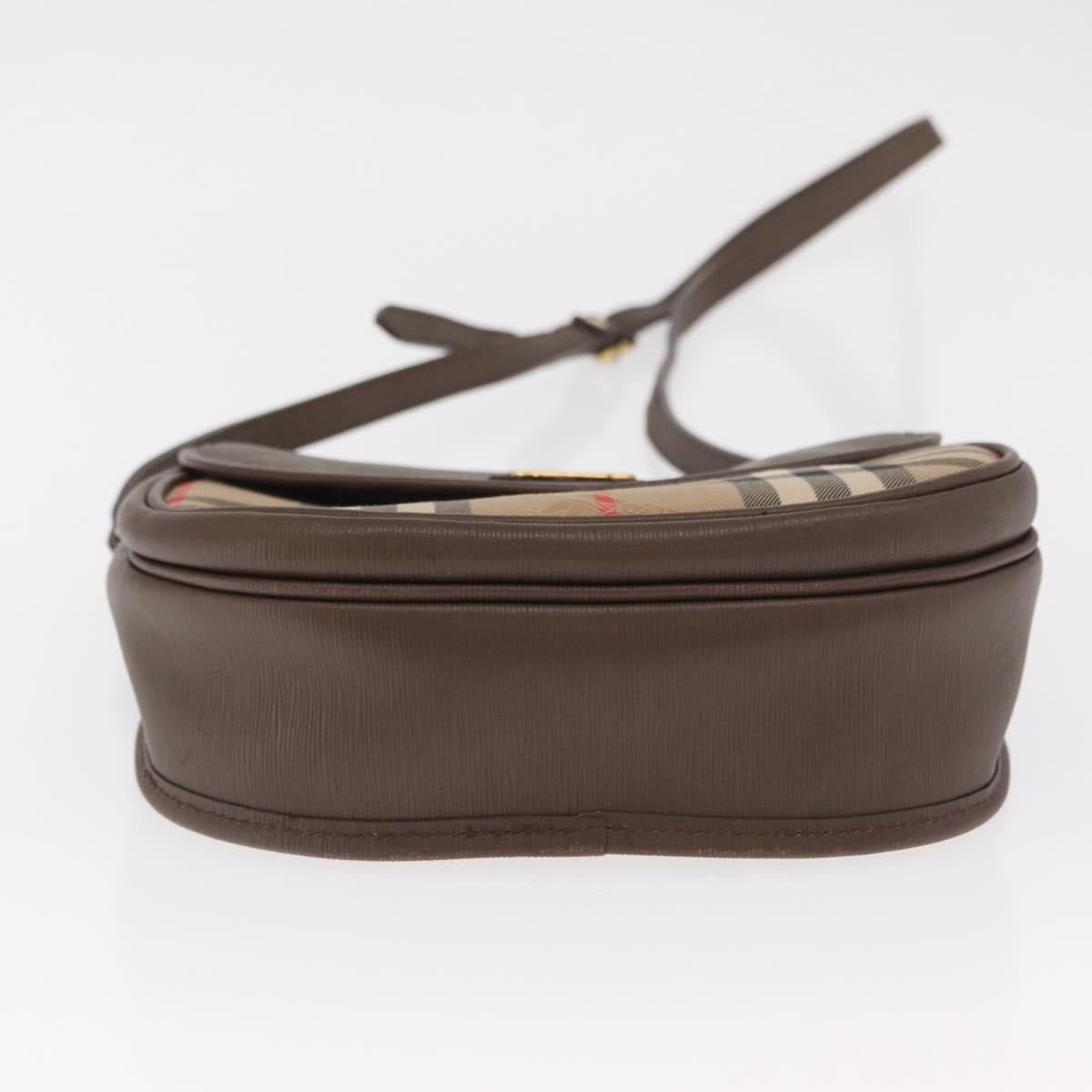 Burberrys Nova Check Shoulder Bag Canvas Beige Gold Auth ep13205