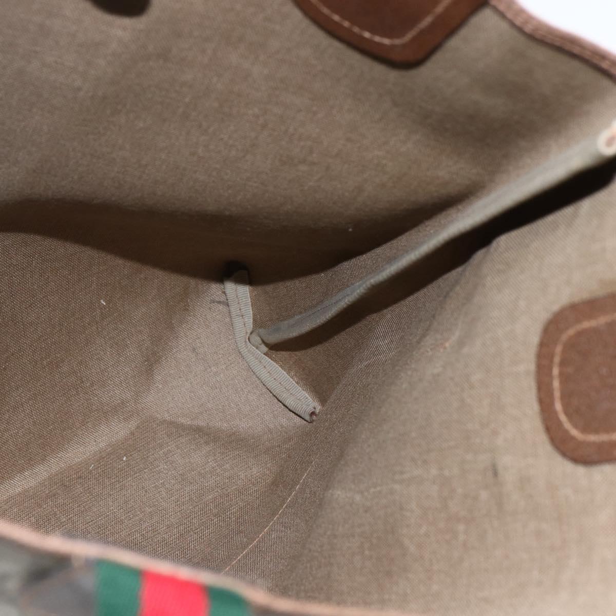 GUCCI GG Supreme Web Sherry Line Tote Bag PVC Beige 39 02 003 Auth ep13207V