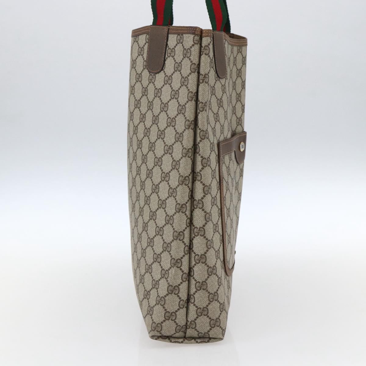 GUCCI GG Supreme Web Sherry Line Tote Bag PVC Beige 39 02 003 Auth ep13207V
