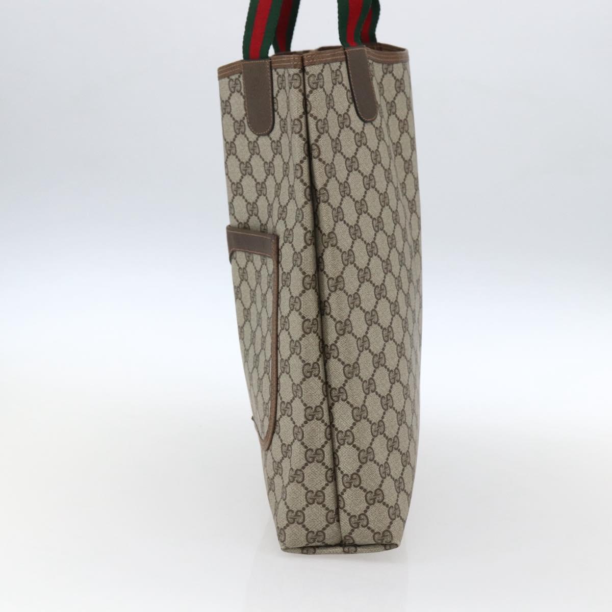 GUCCI GG Supreme Web Sherry Line Tote Bag PVC Beige 39 02 003 Auth ep13207V