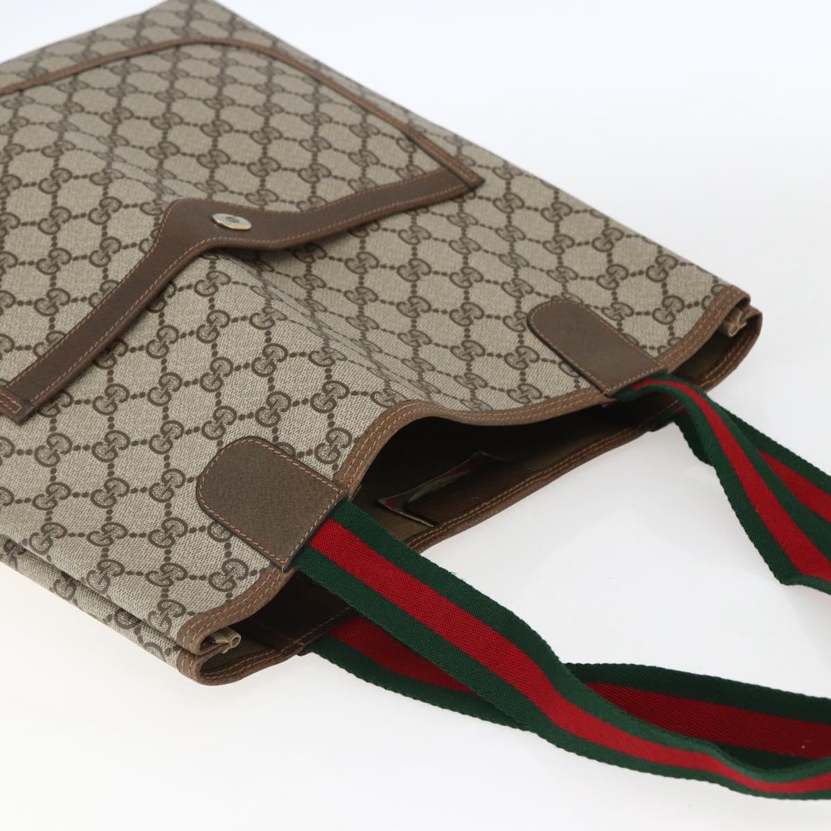 GUCCI GG Supreme Web Sherry Line Tote Bag PVC Beige 39 02 003 Auth ep13207V
