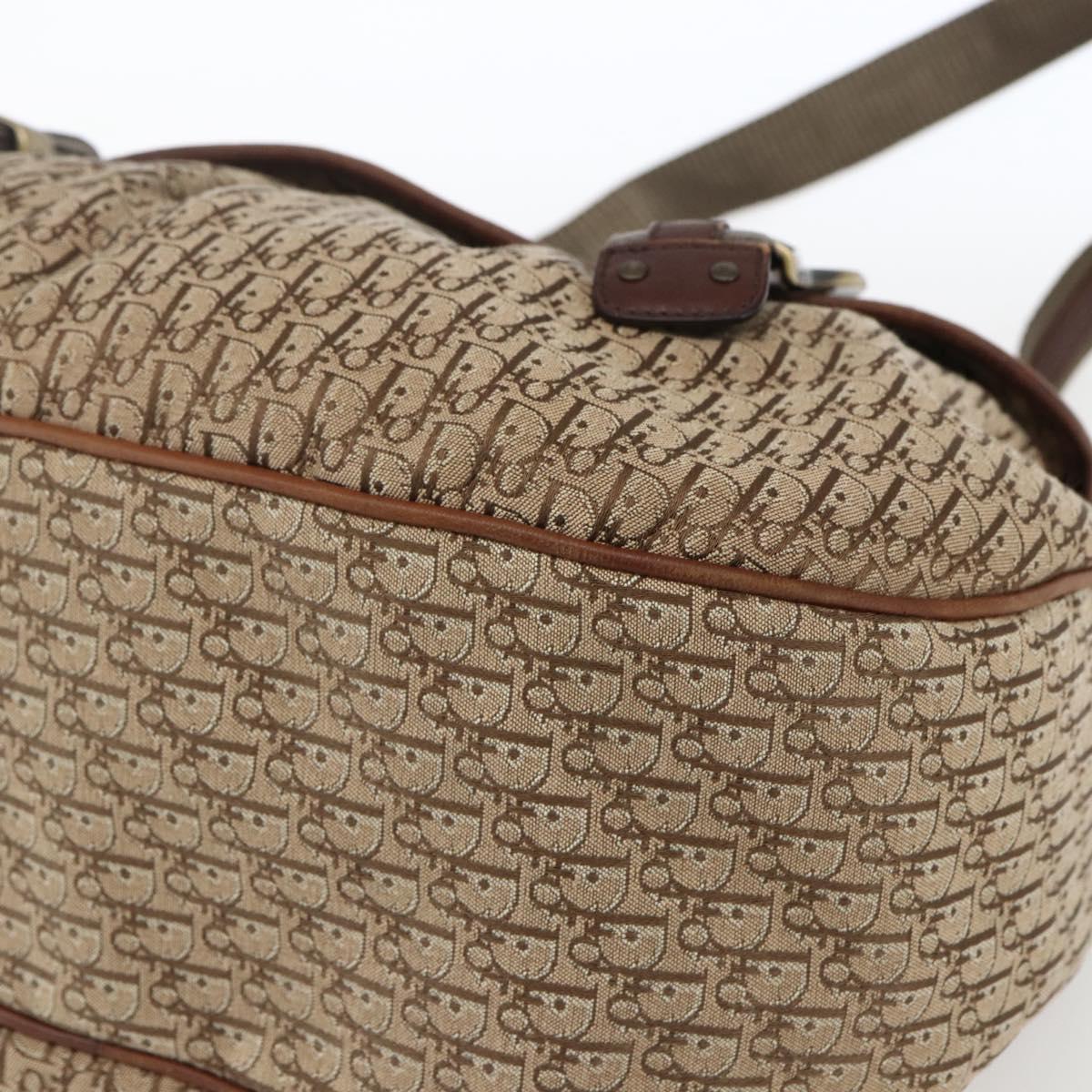 Christian Dior Trotter Canvas Shoulder Bag Beige Gold Auth ep13208