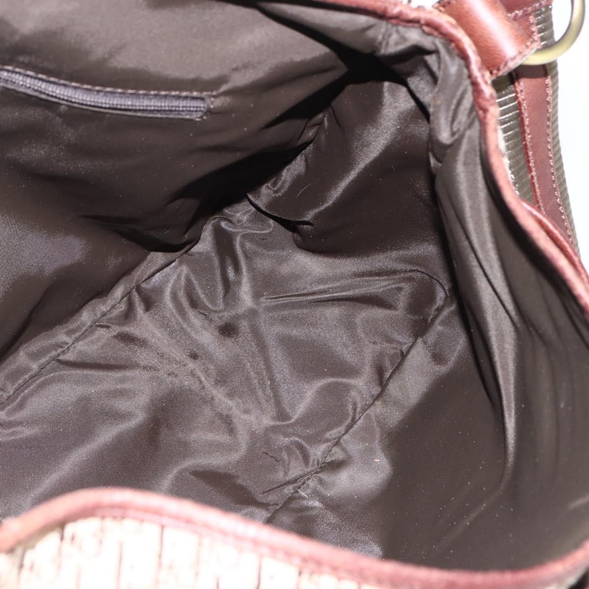 Christian Dior Trotter Canvas Shoulder Bag Beige Gold Auth ep13208