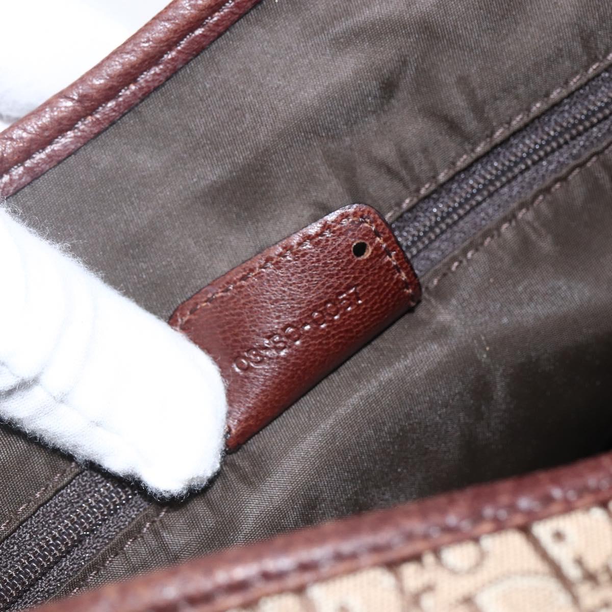 Christian Dior Trotter Canvas Shoulder Bag Beige Gold Auth ep13208