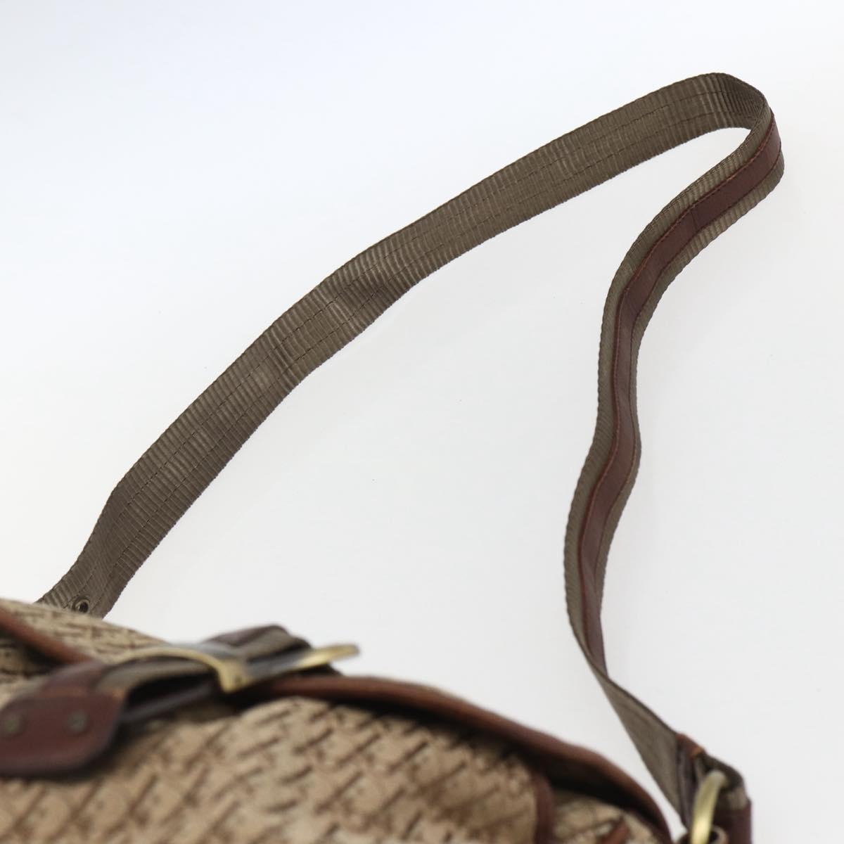 Christian Dior Trotter Canvas Shoulder Bag Beige Gold Auth ep13208