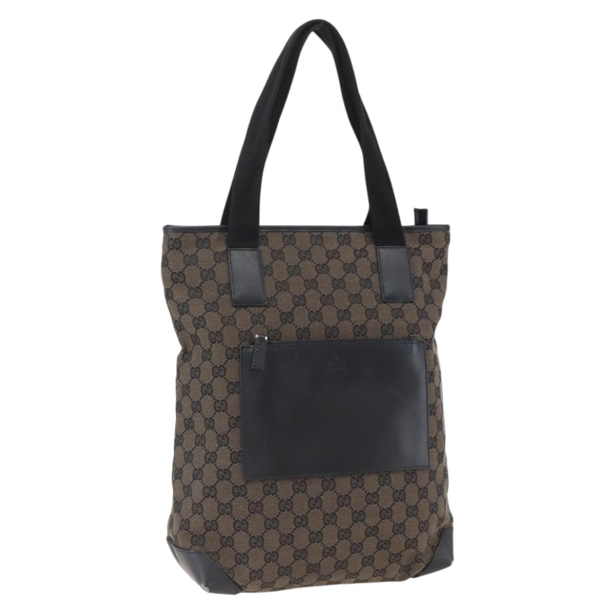 GUCCI GG Canvas Tote Bag Black Silver 019 0401 Auth ep13216