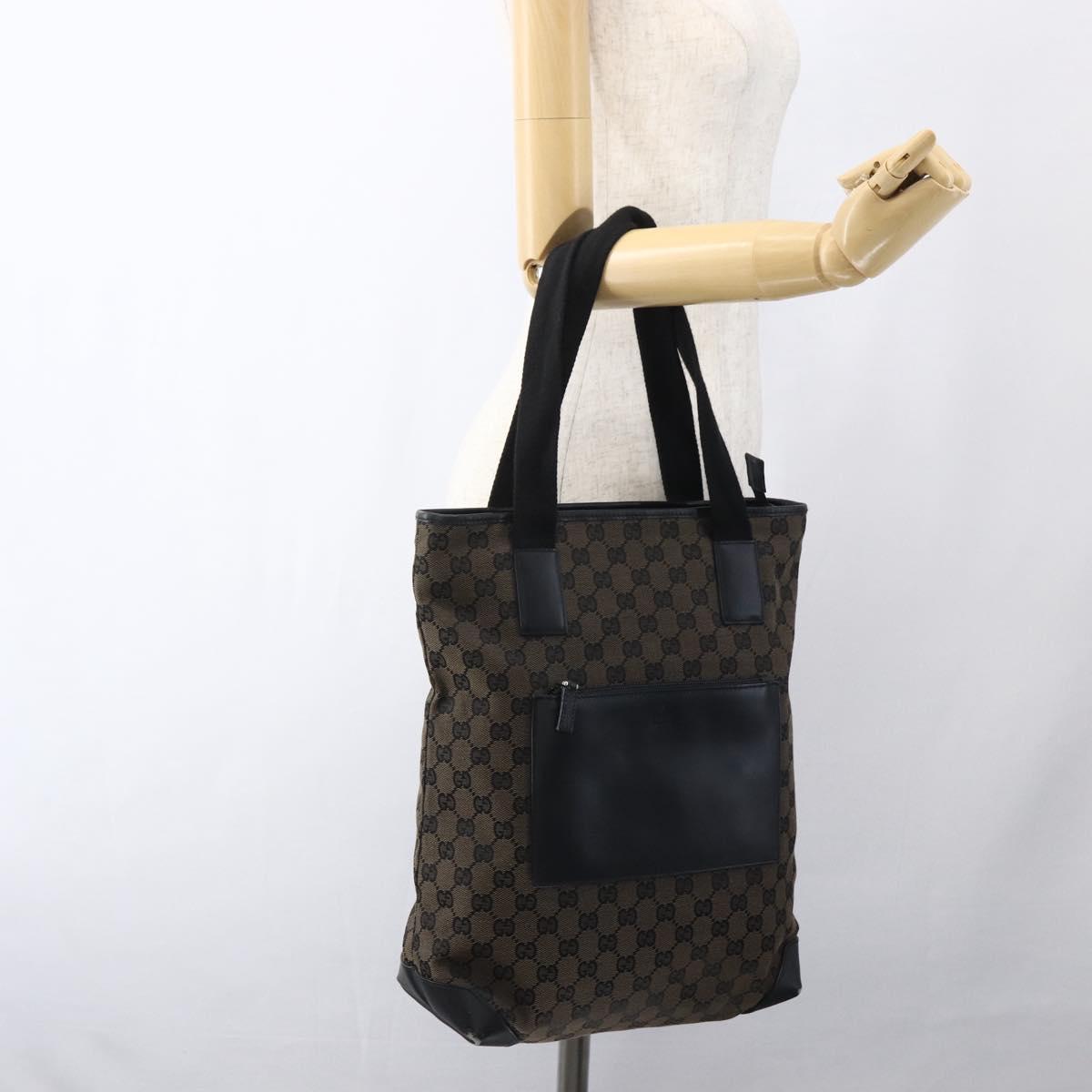 GUCCI GG Canvas Tote Bag Black Silver 019 0401 Auth ep13216