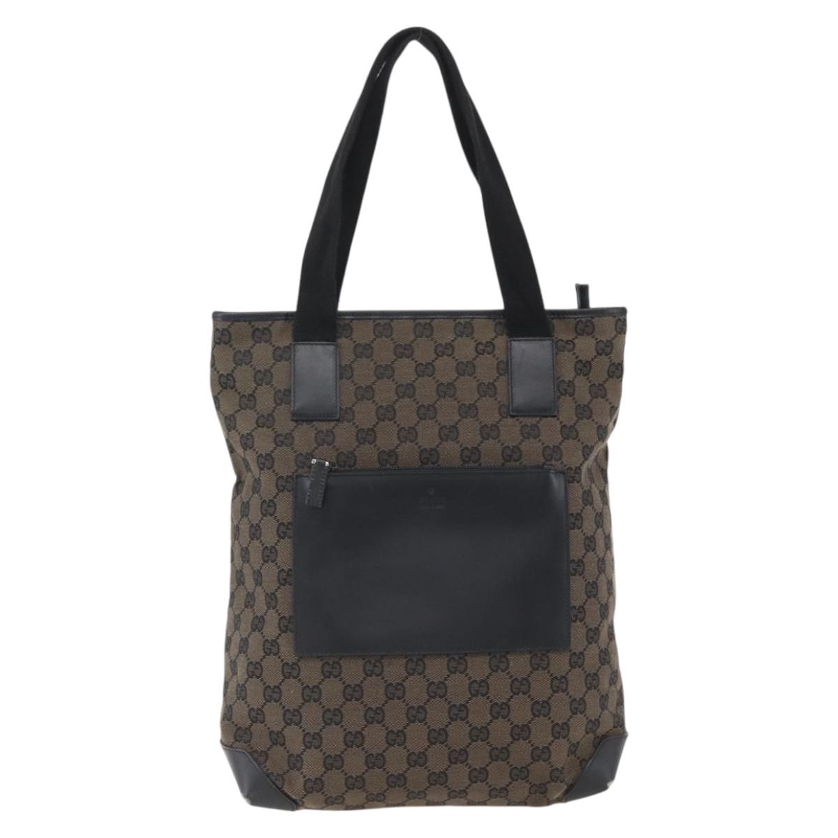 GUCCI GG Canvas Tote Bag Black Silver 019 0401 Auth ep13216