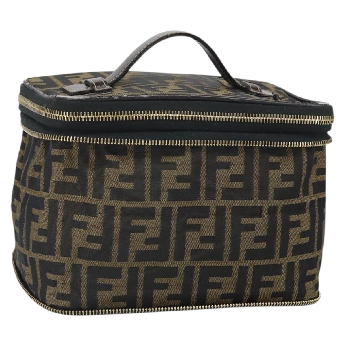 FENDI Zucca Canvas Hand Bag Brown Black Auth ep13217