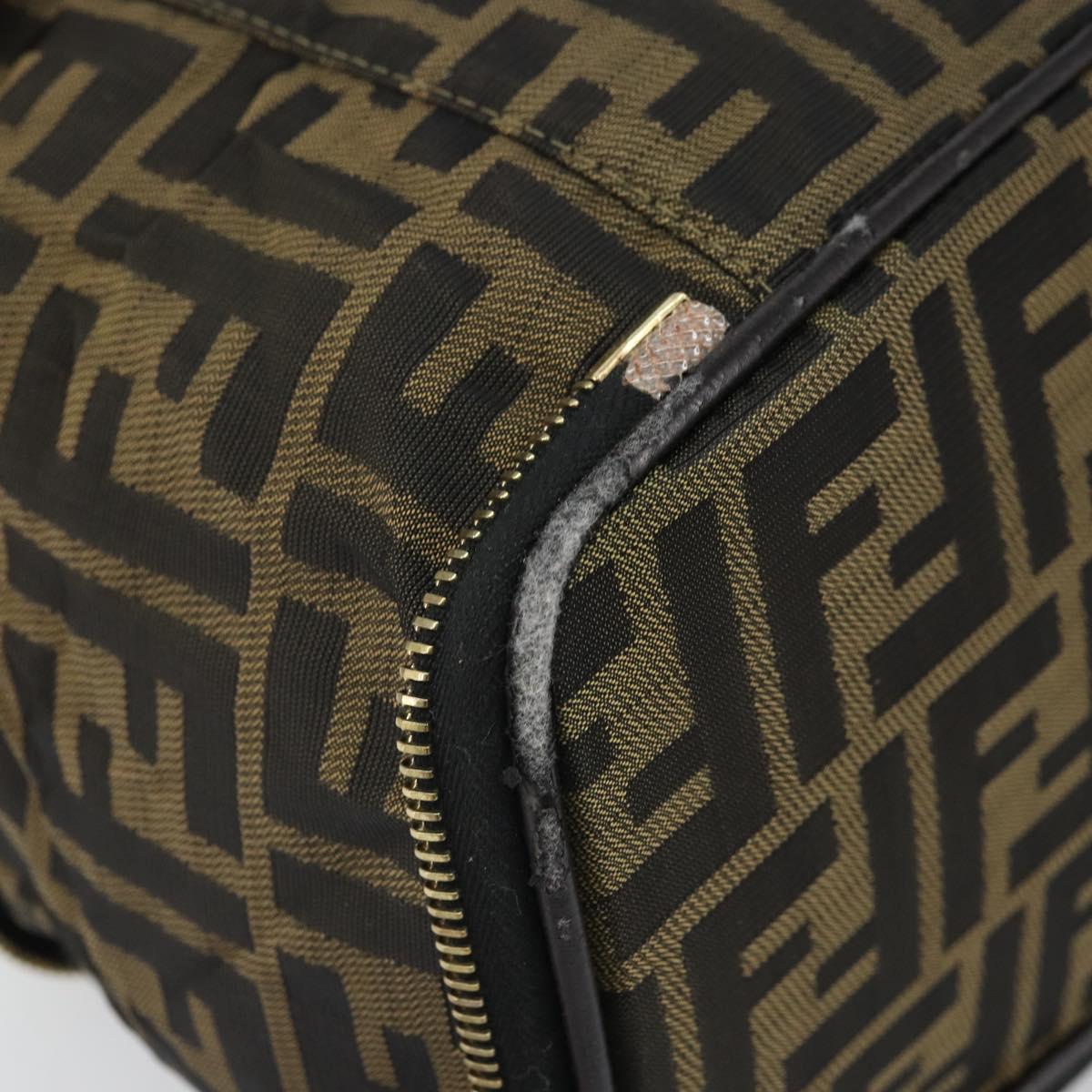 FENDI Zucca Canvas Hand Bag Brown Black Auth ep13217