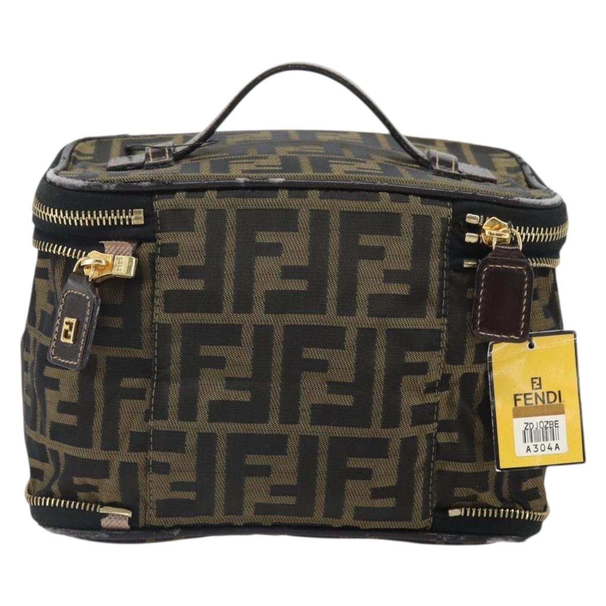 FENDI Zucca Canvas Hand Bag Brown Black Auth ep13217