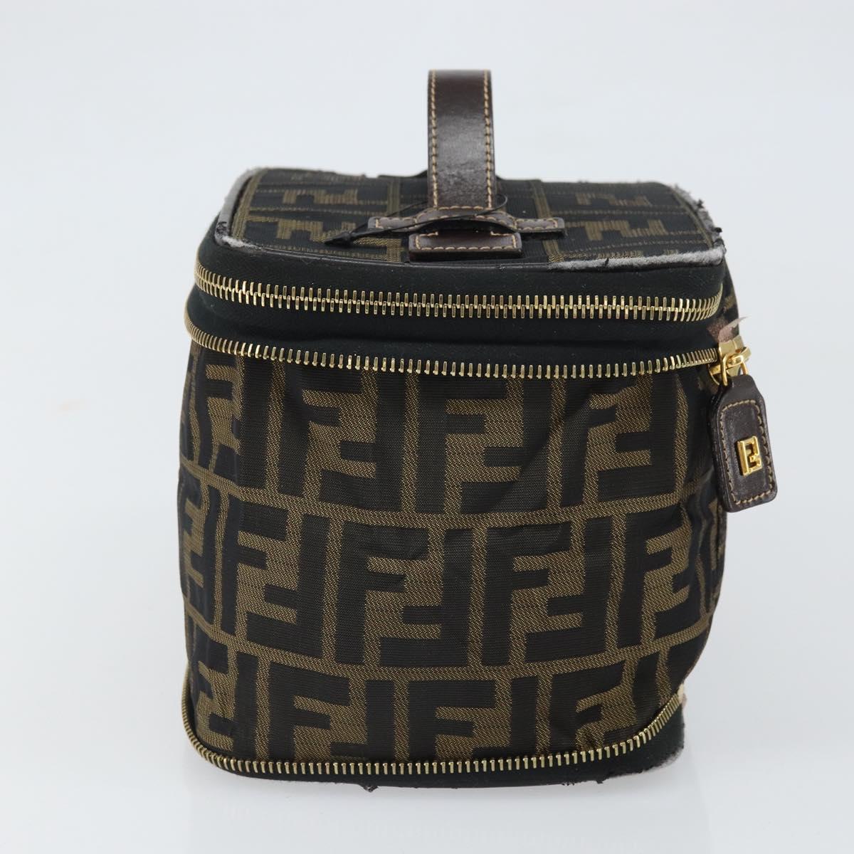 FENDI Zucca Canvas Hand Bag Brown Black Auth ep13217