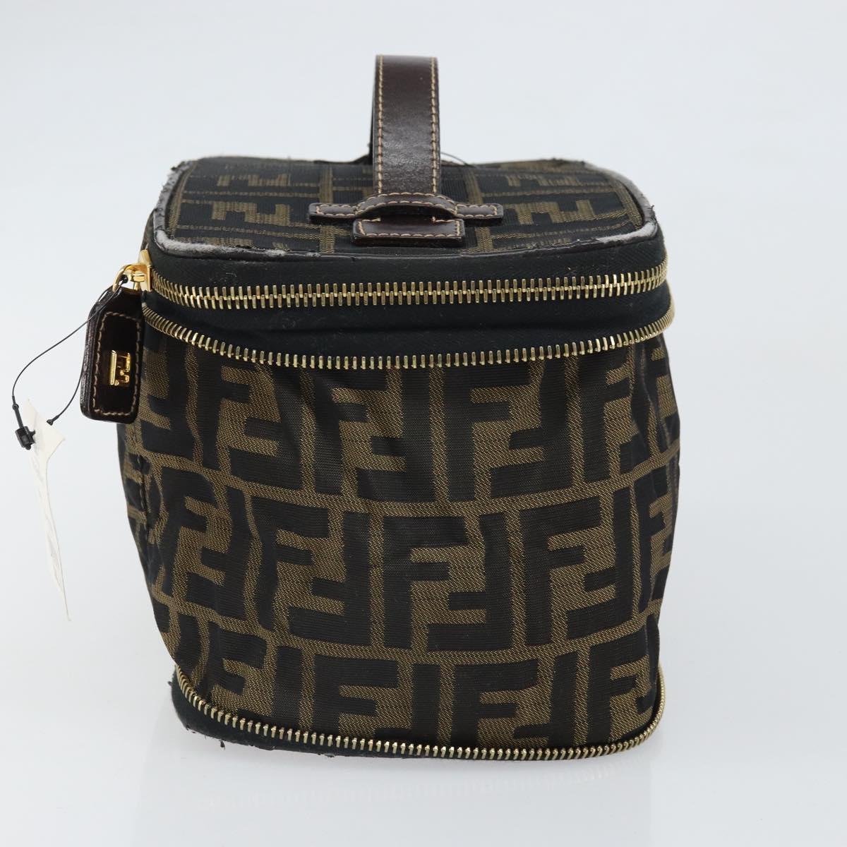 FENDI Zucca Canvas Hand Bag Brown Black Auth ep13217