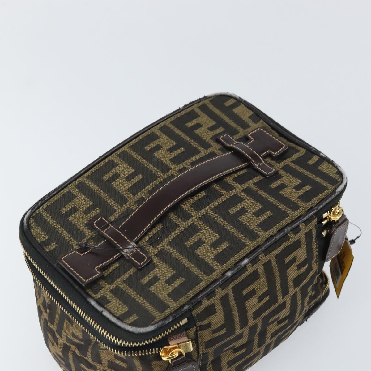 FENDI Zucca Canvas Hand Bag Brown Black Auth ep13217