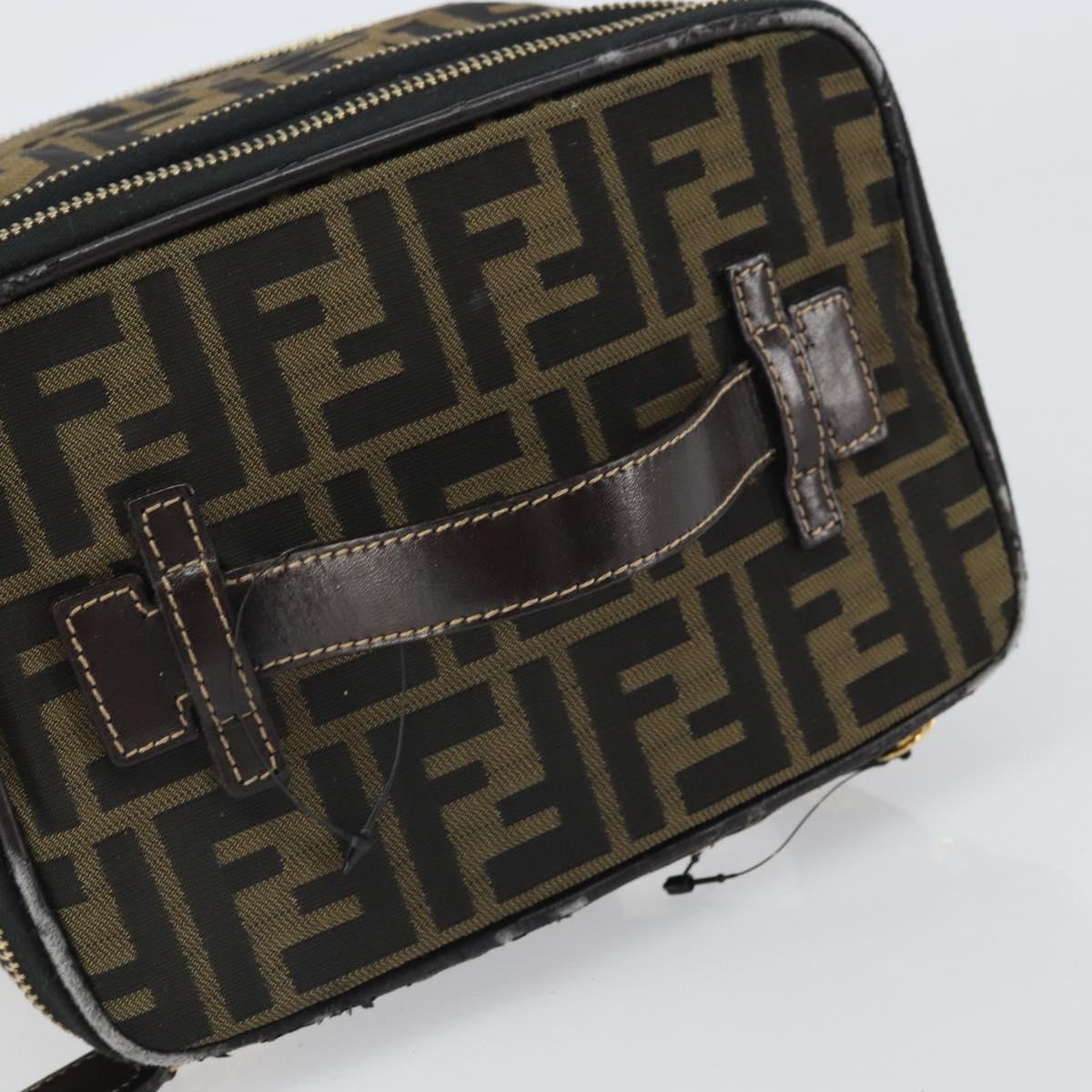 FENDI Zucca Canvas Hand Bag Brown Black Auth ep13217