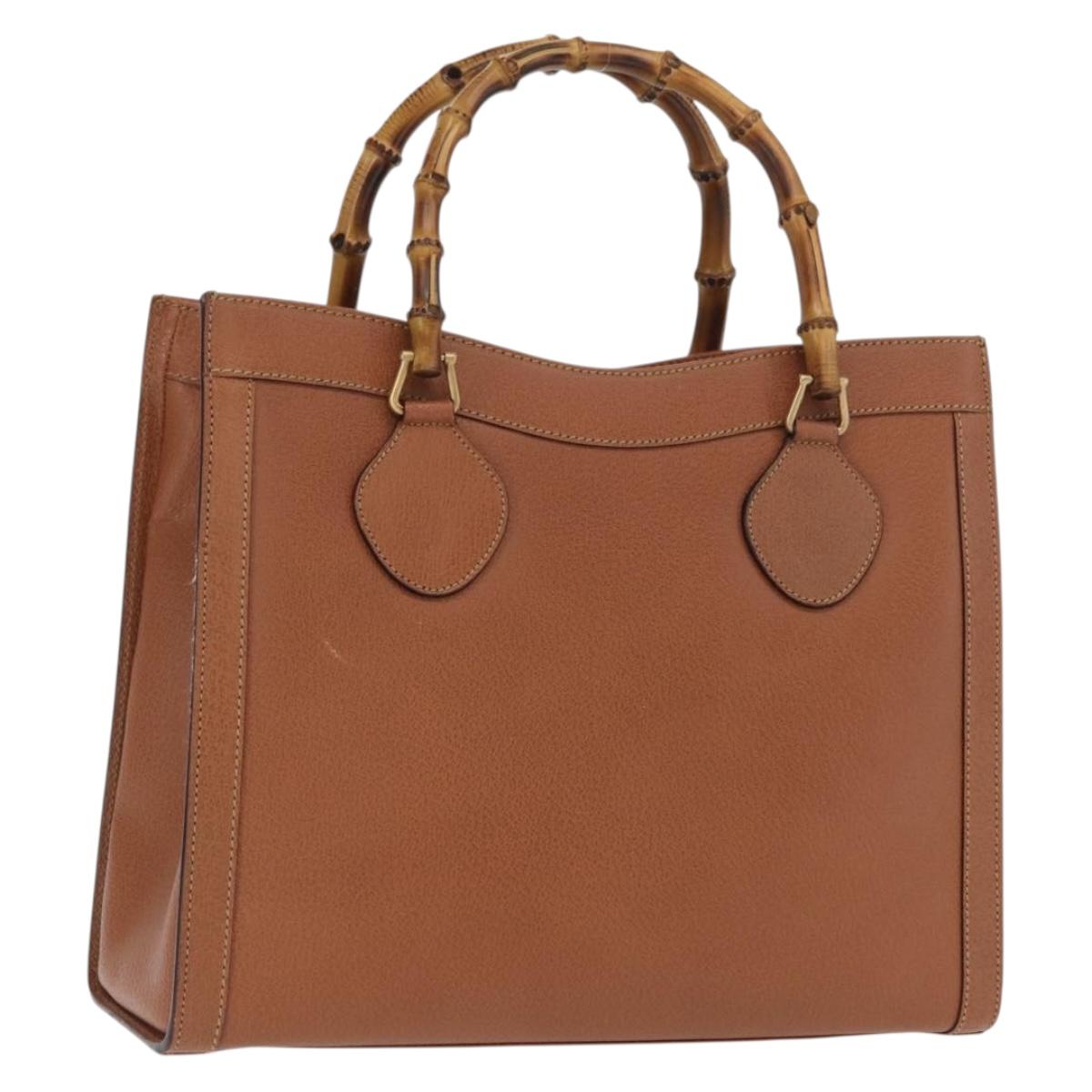 GUCCI Bamboo Hand Bag Leather Brown Gold 002 1186 0260 Auth ep13219
