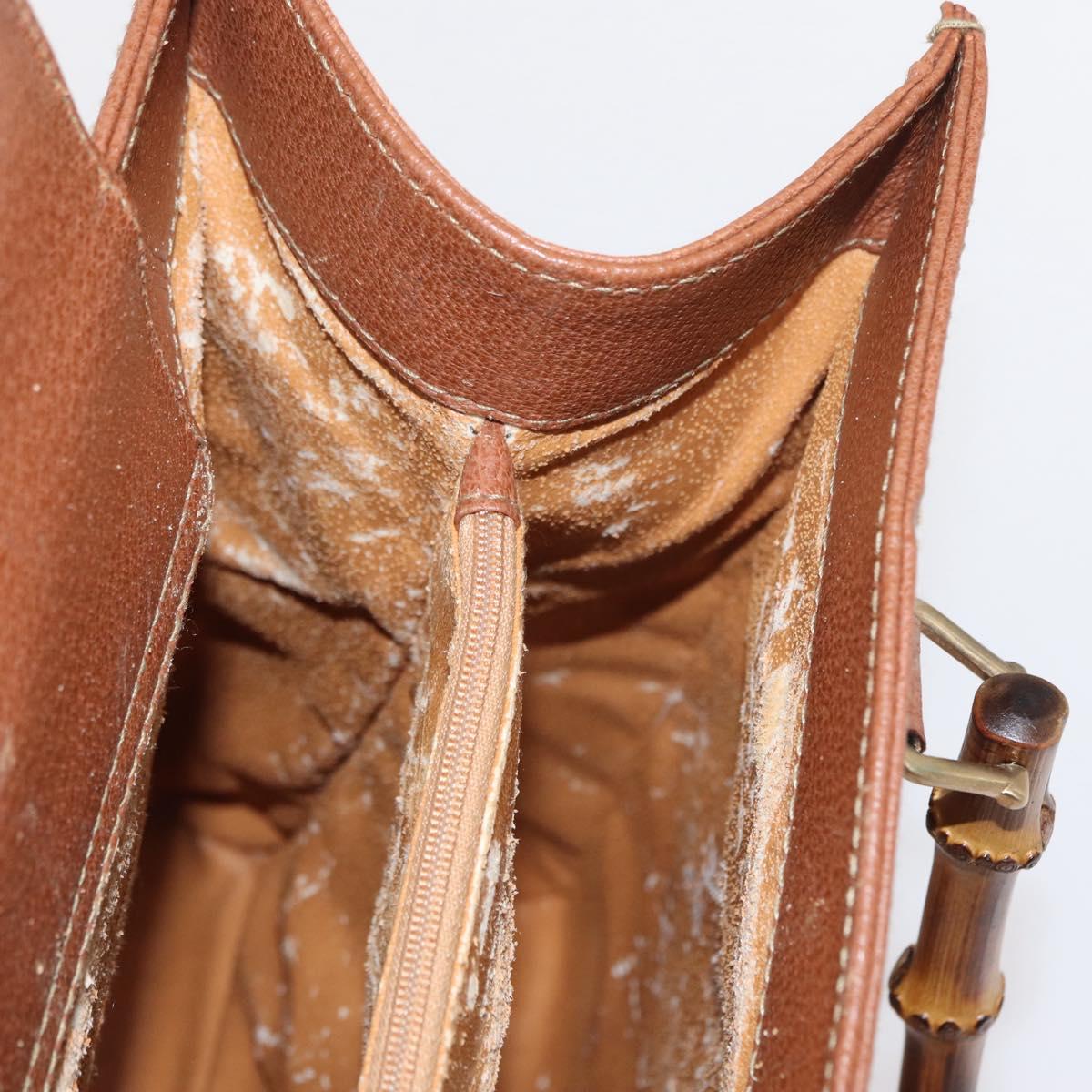 GUCCI Bamboo Hand Bag Leather Brown Gold 002 1186 0260 Auth ep13219