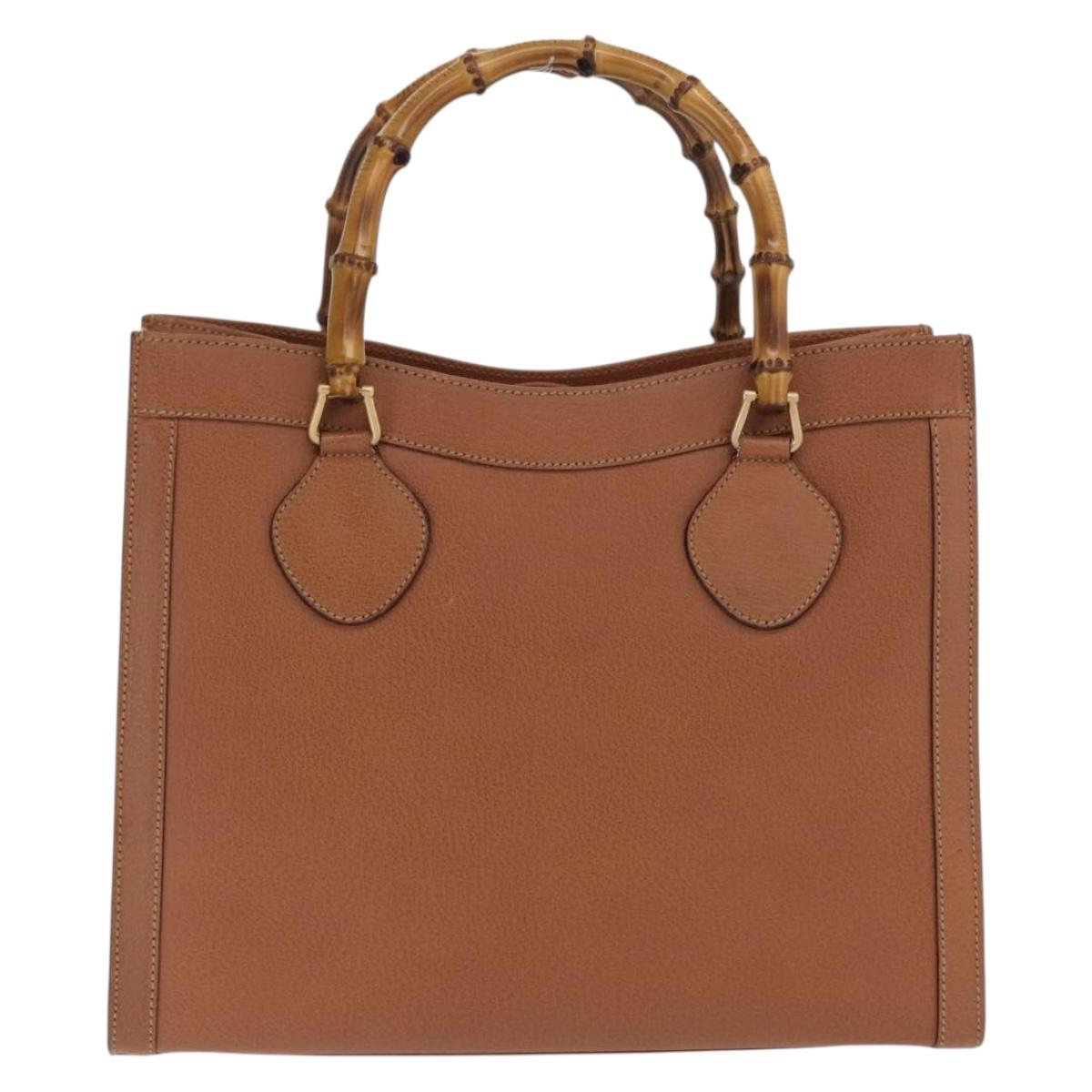GUCCI Bamboo Hand Bag Leather Brown Gold 002 1186 0260 Auth ep13219
