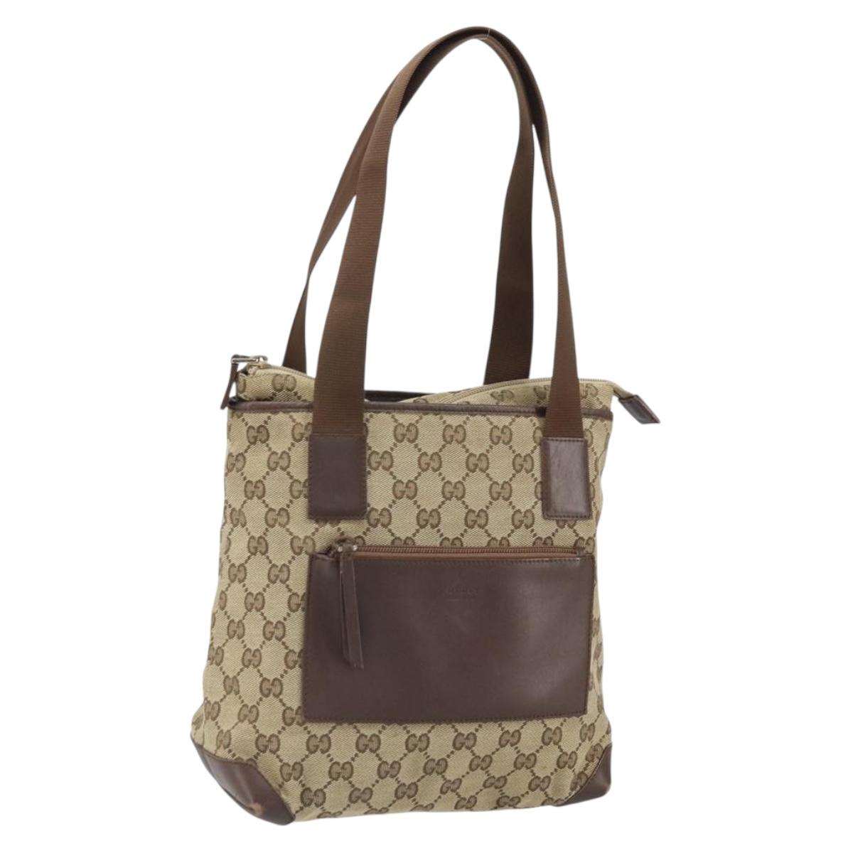 GUCCI Tote Bag Canvas Beige Silver 019 0402 1705 Auth ep13220