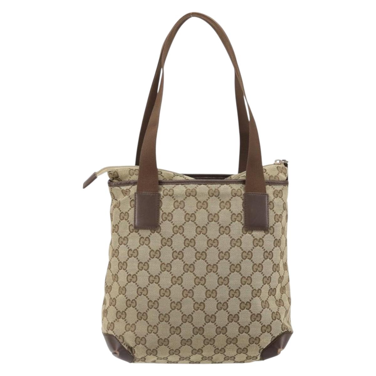 GUCCI Tote Bag Canvas Beige Silver 019 0402 1705 Auth ep13220