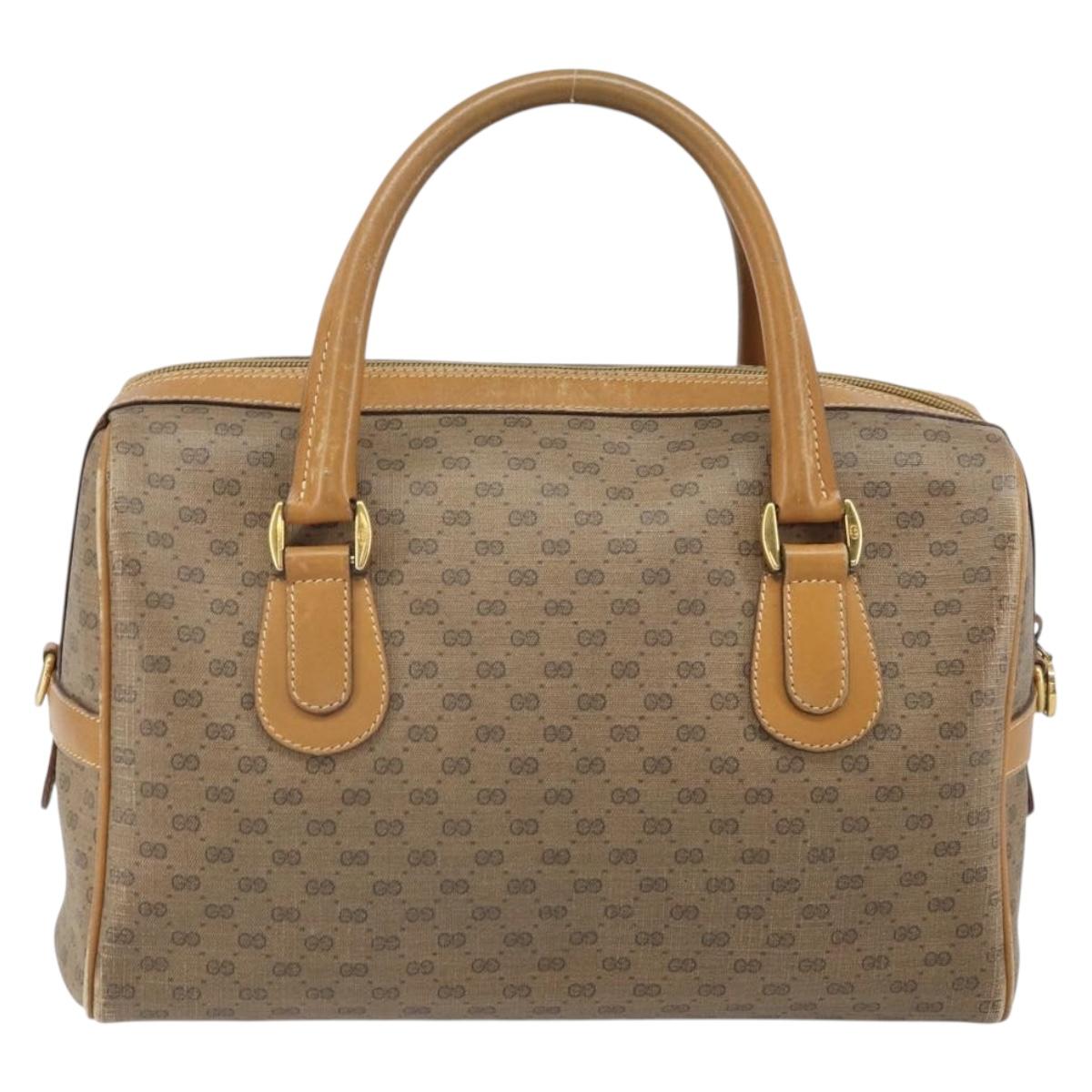 GUCCI Micro GG Supreme Boston Bag PVC Beige Gold 002 58 0165 Auth ep13225