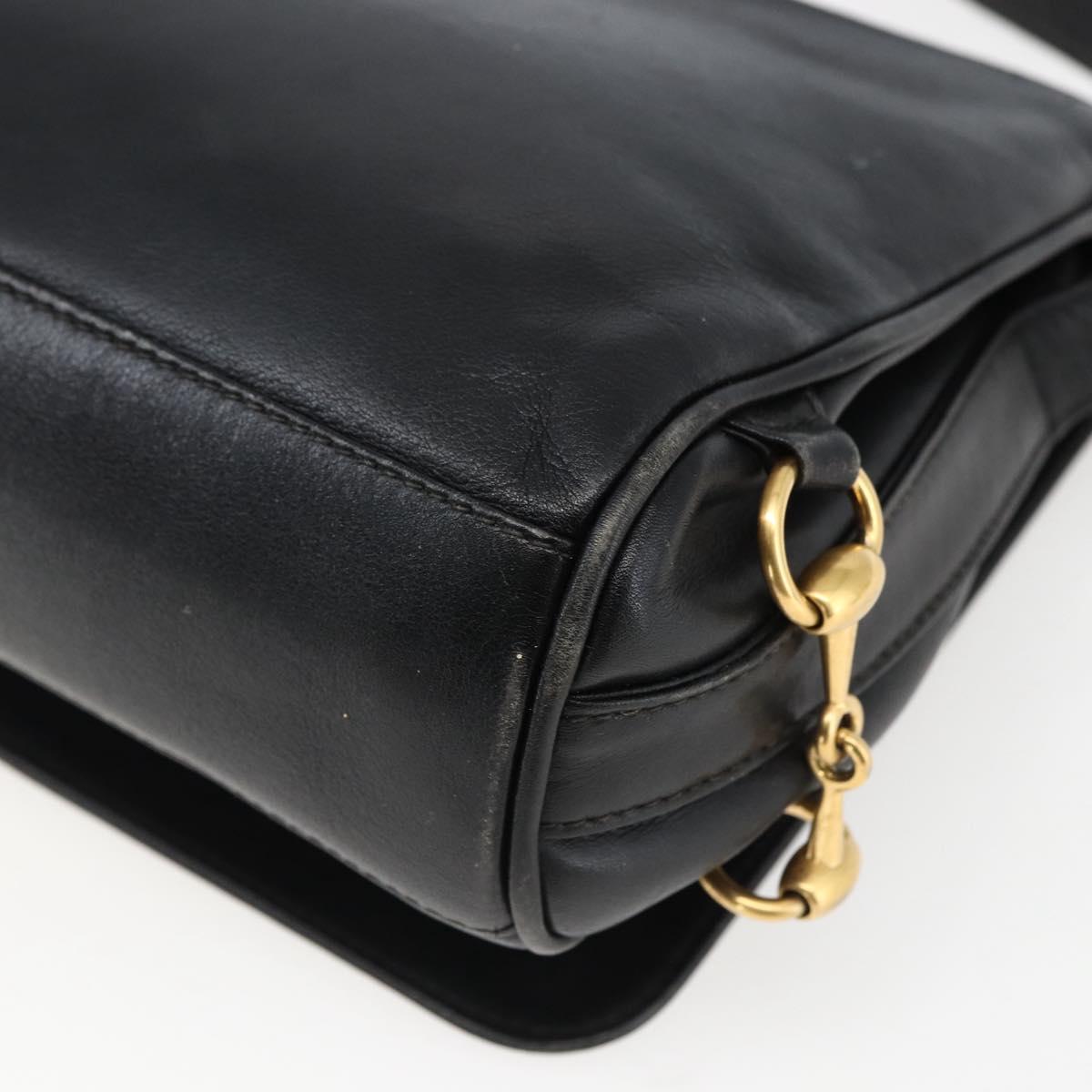 GUCCI Shoulder Bag Leather Black Silver 001 2214 Auth ep13226