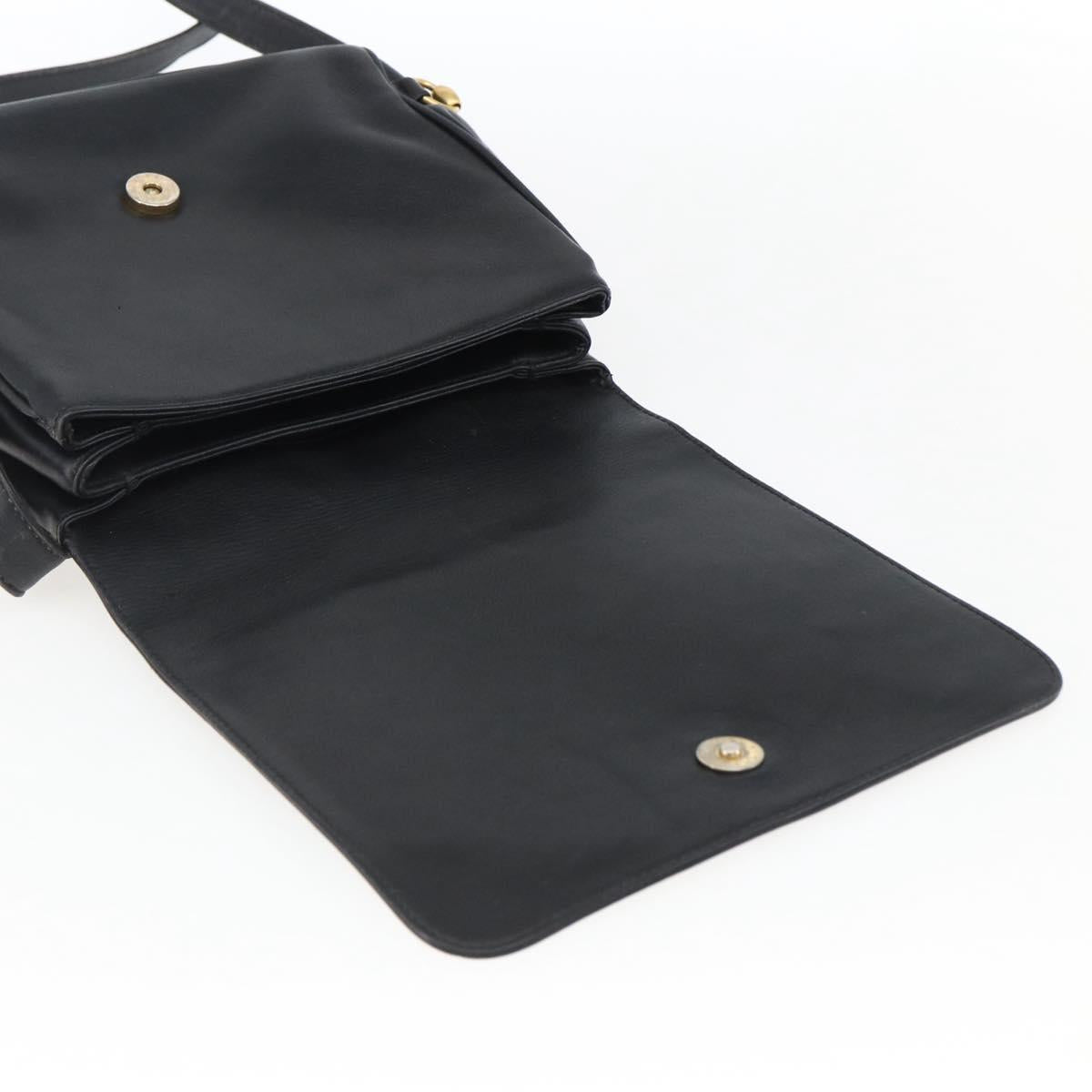 GUCCI Shoulder Bag Leather Black Silver 001 2214 Auth ep13226