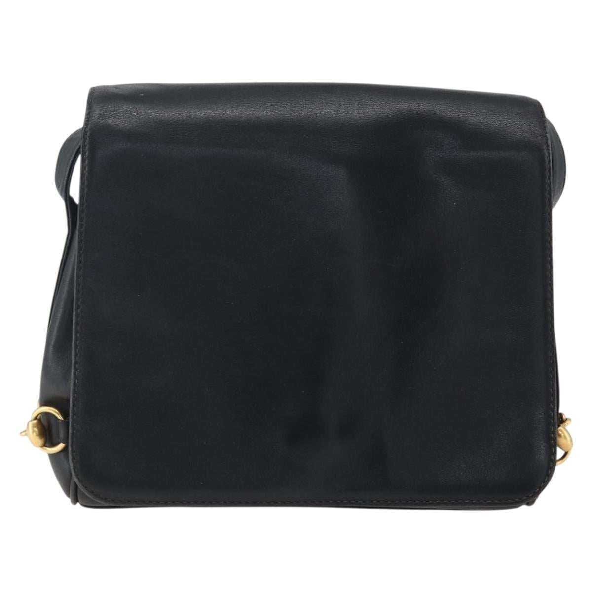 GUCCI Shoulder Bag Leather Black Silver 001 2214 Auth ep13226