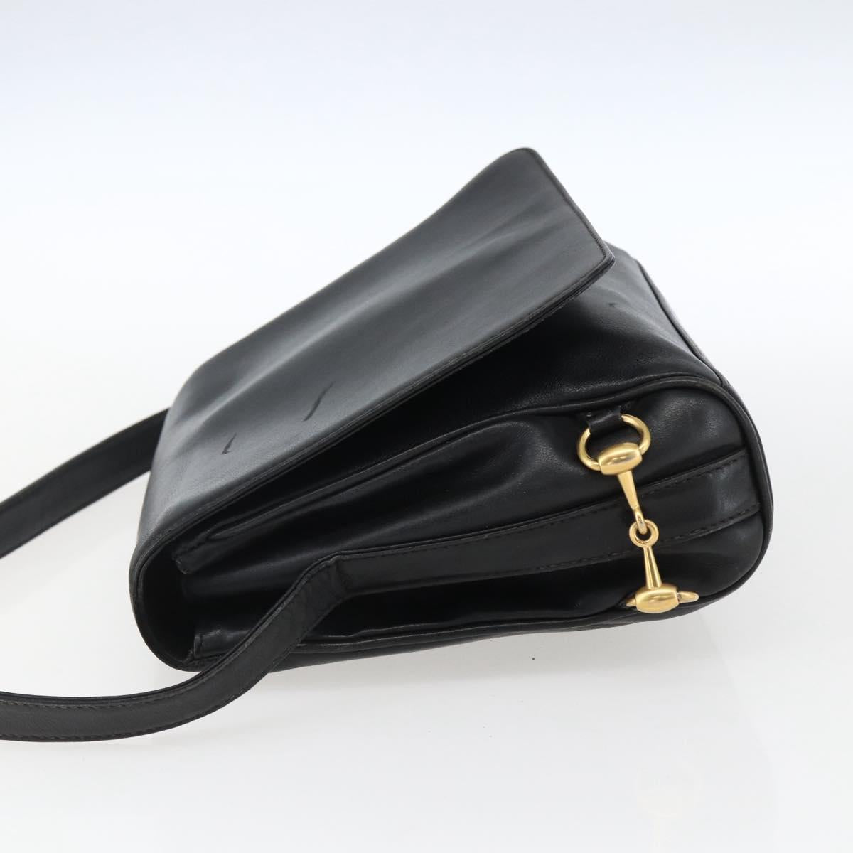 GUCCI Shoulder Bag Leather Black Silver 001 2214 Auth ep13226