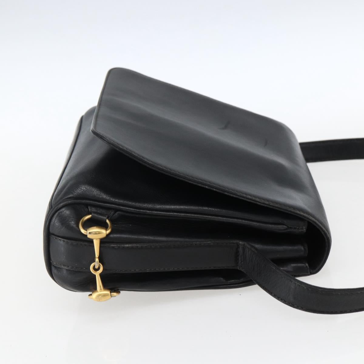 GUCCI Shoulder Bag Leather Black Silver 001 2214 Auth ep13226