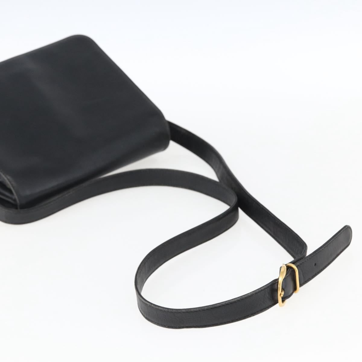 GUCCI Shoulder Bag Leather Black Silver 001 2214 Auth ep13226