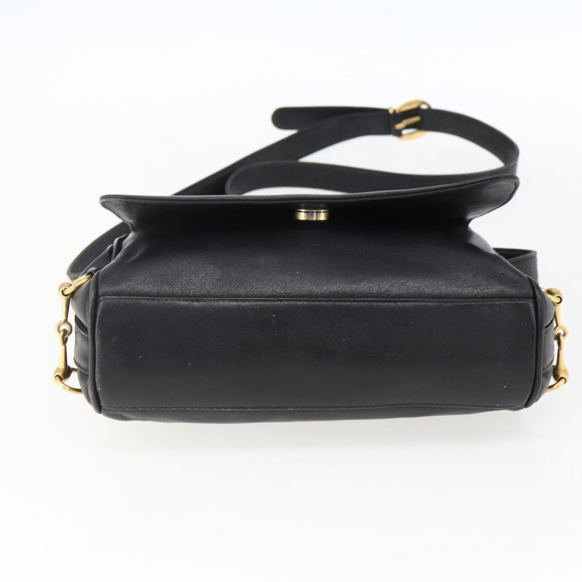 GUCCI Shoulder Bag Leather Black Silver 001 2214 Auth ep13226