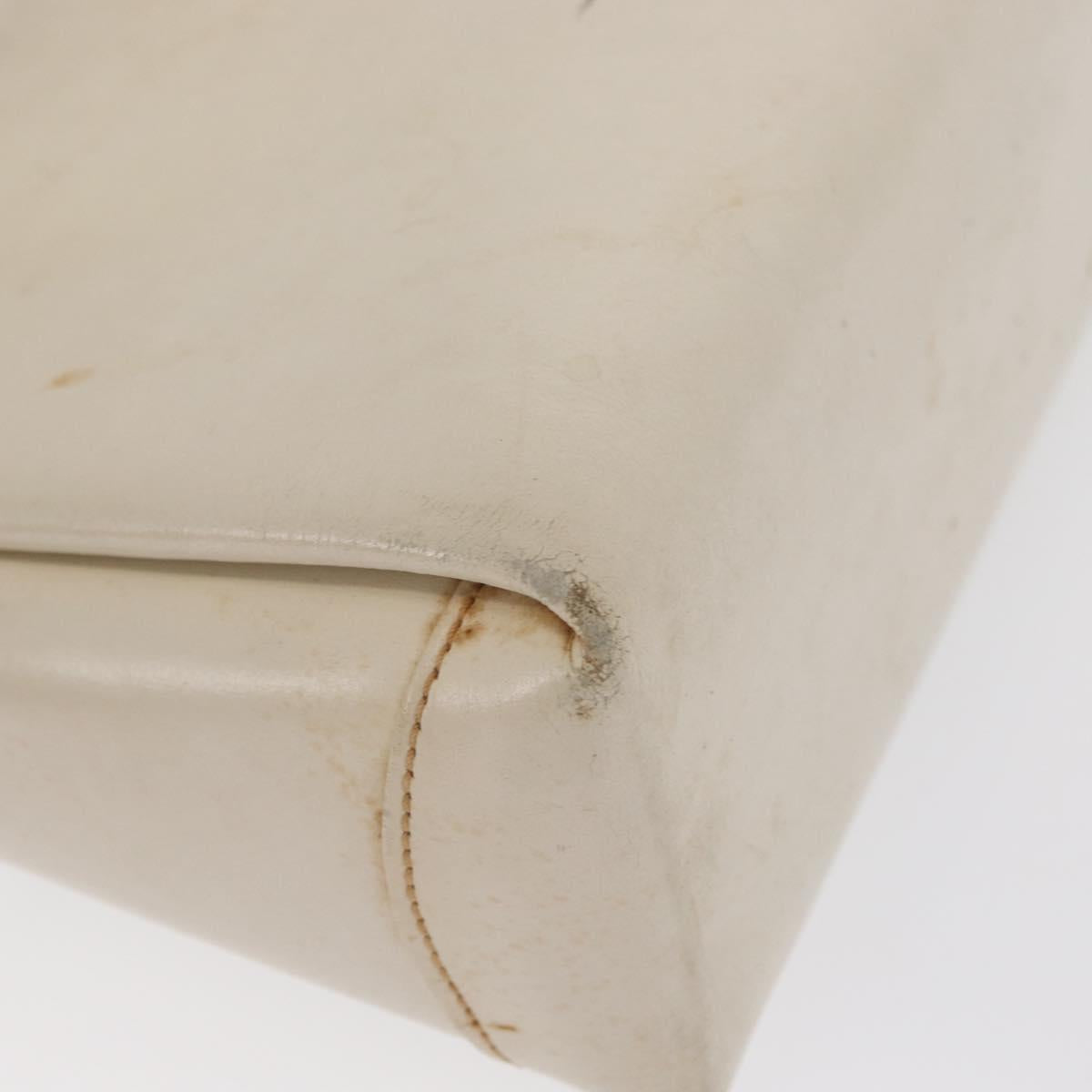 GUCCI Hand Bag Leather White Silver Auth ep13227