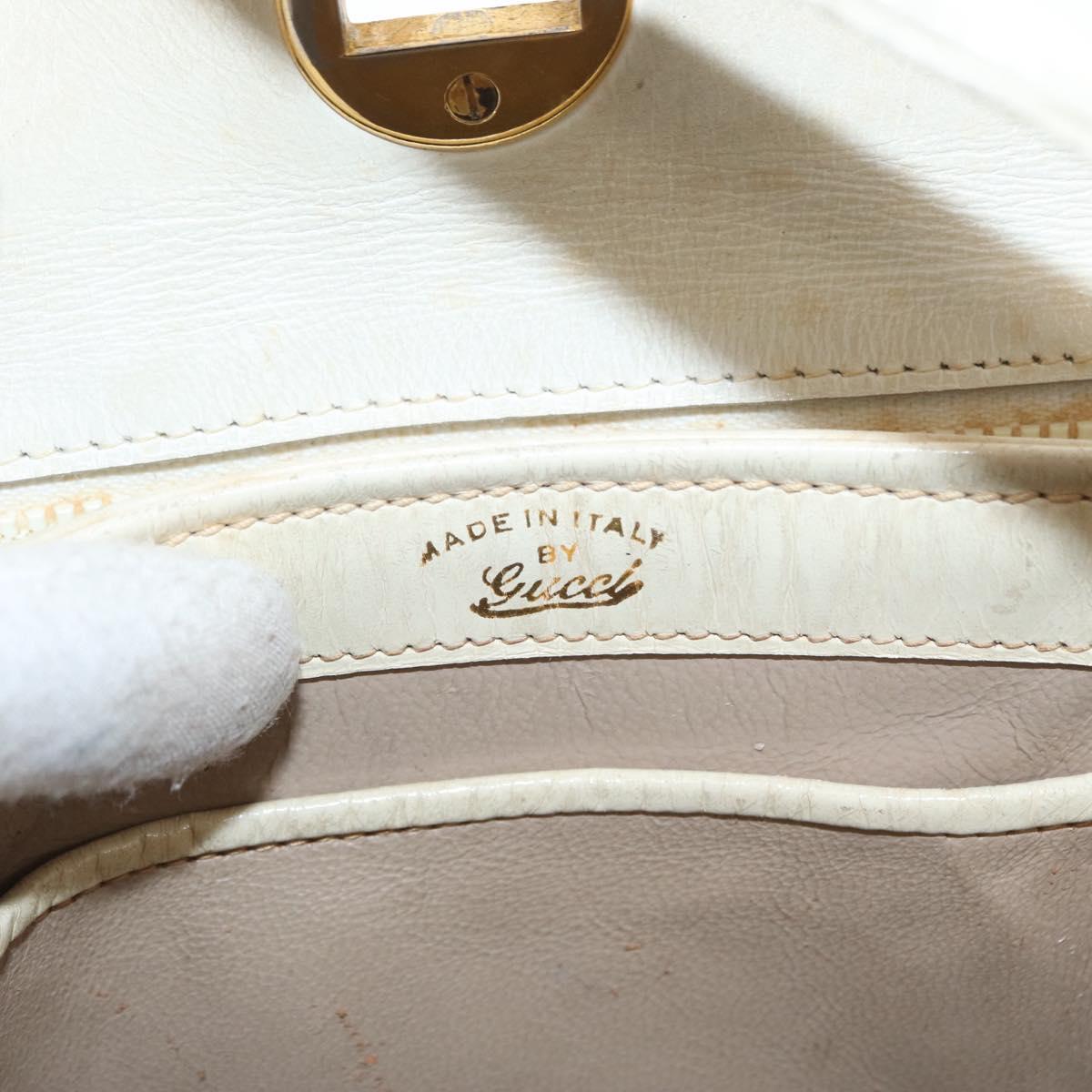 GUCCI Hand Bag Leather White Silver Auth ep13227