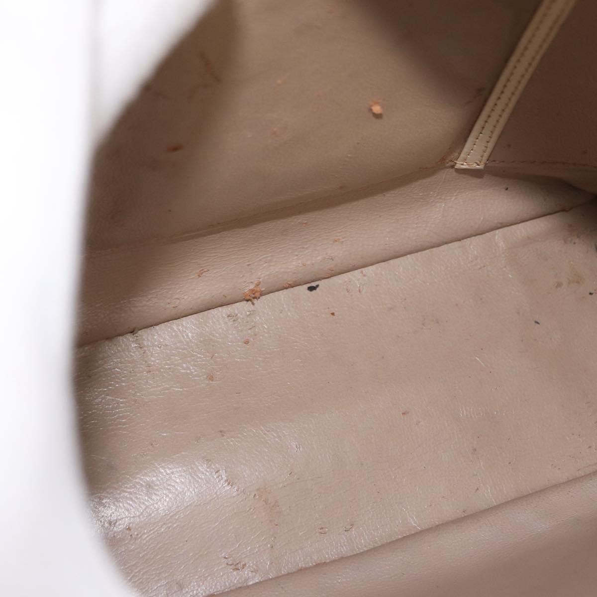 GUCCI Hand Bag Leather White Silver Auth ep13227