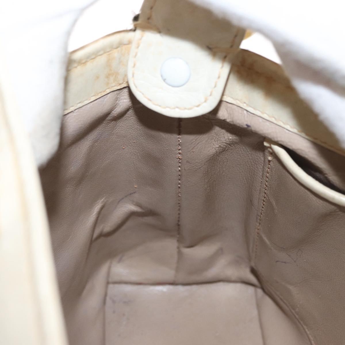 GUCCI Hand Bag Leather White Silver Auth ep13227