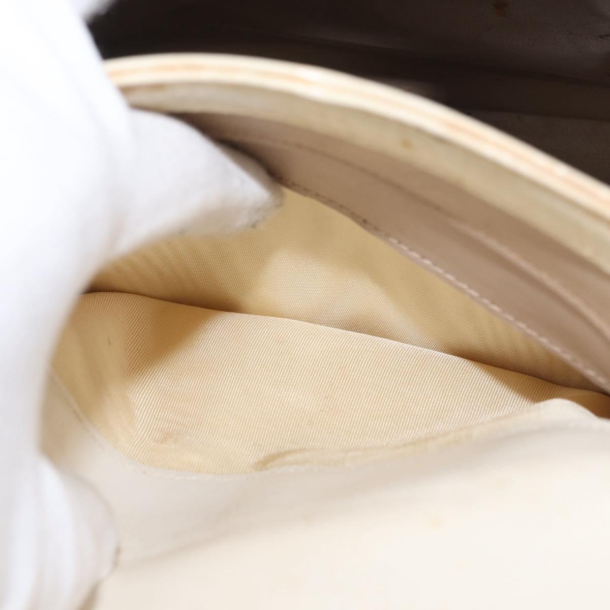 GUCCI Hand Bag Leather White Silver Auth ep13227