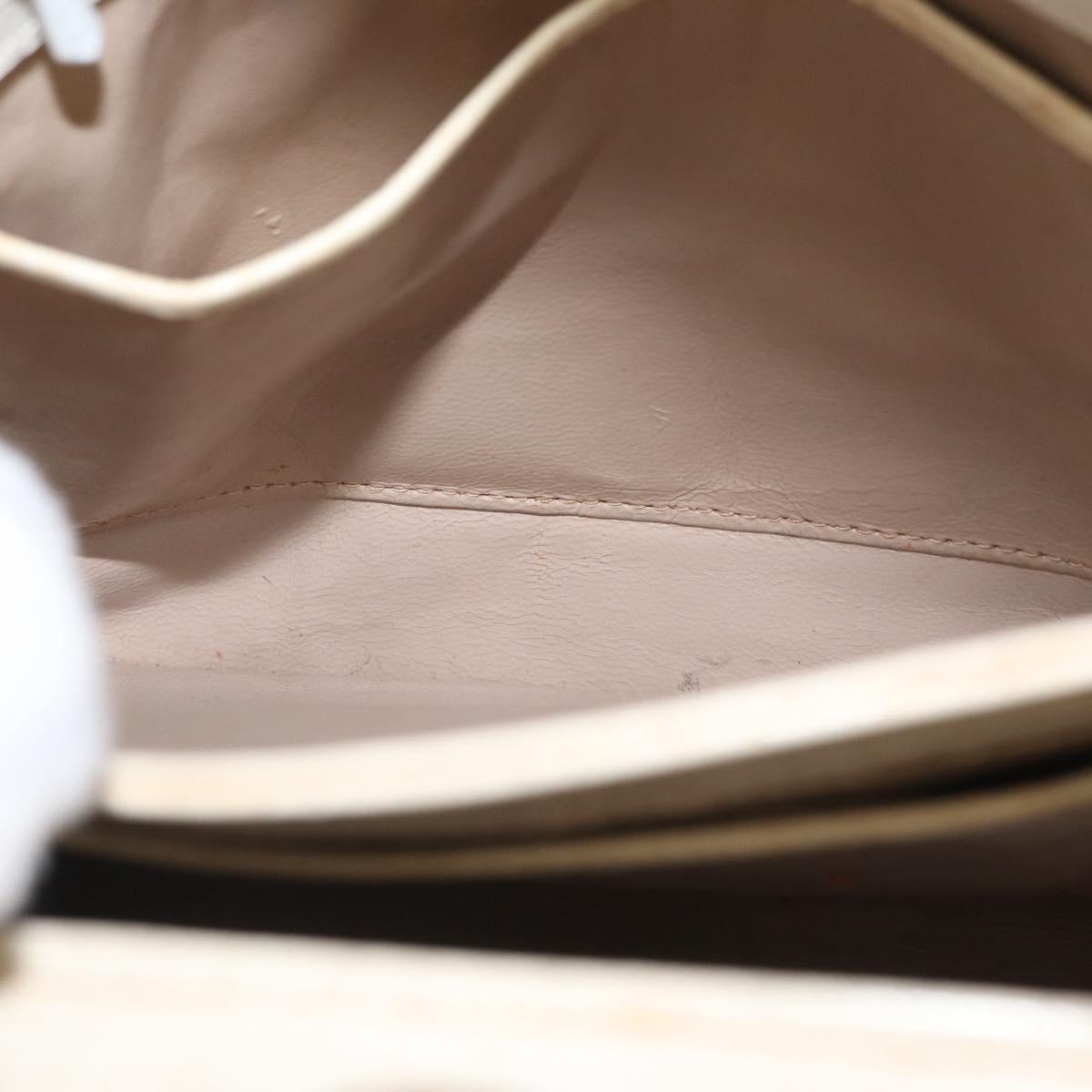 GUCCI Hand Bag Leather White Silver Auth ep13227