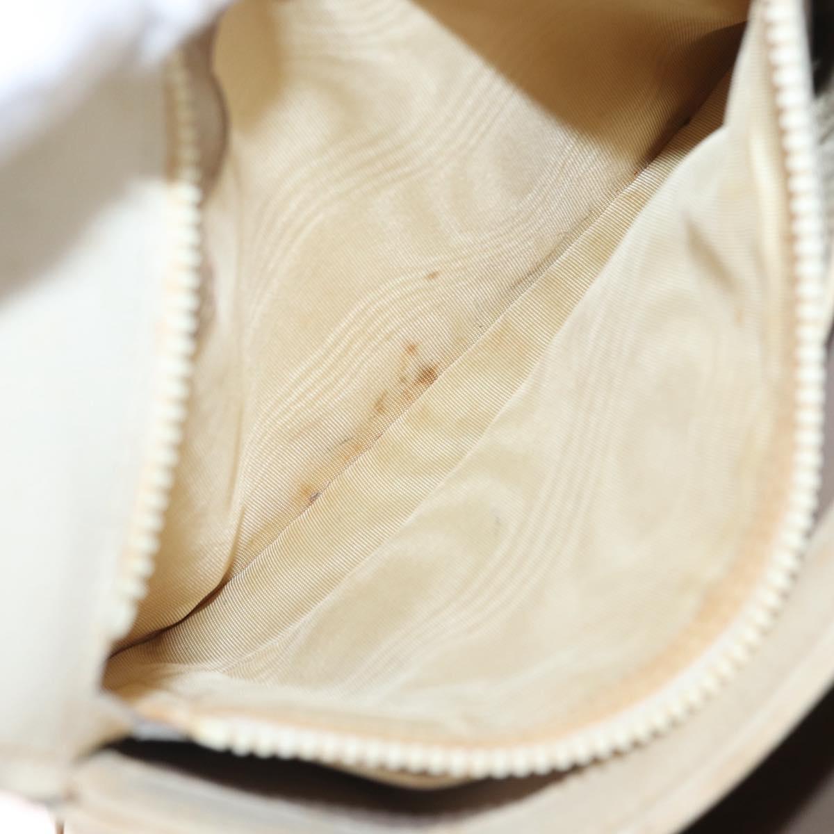 GUCCI Hand Bag Leather White Silver Auth ep13227