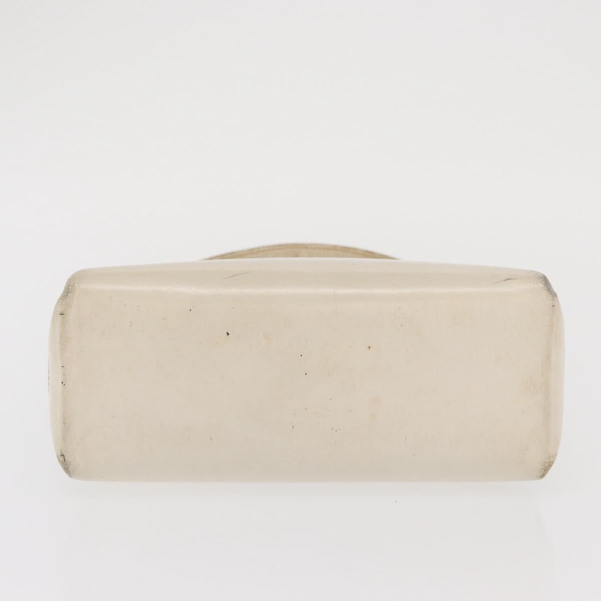 GUCCI Hand Bag Leather White Silver Auth ep13227